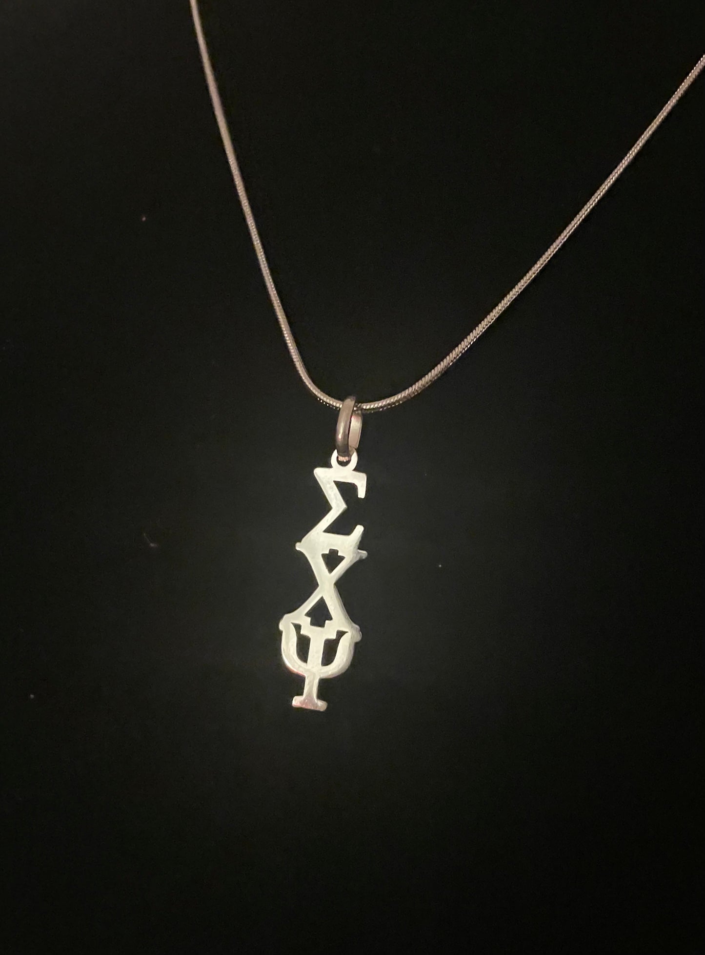 Sigma Chi Psi Chain Pendant Necklace (Silver)