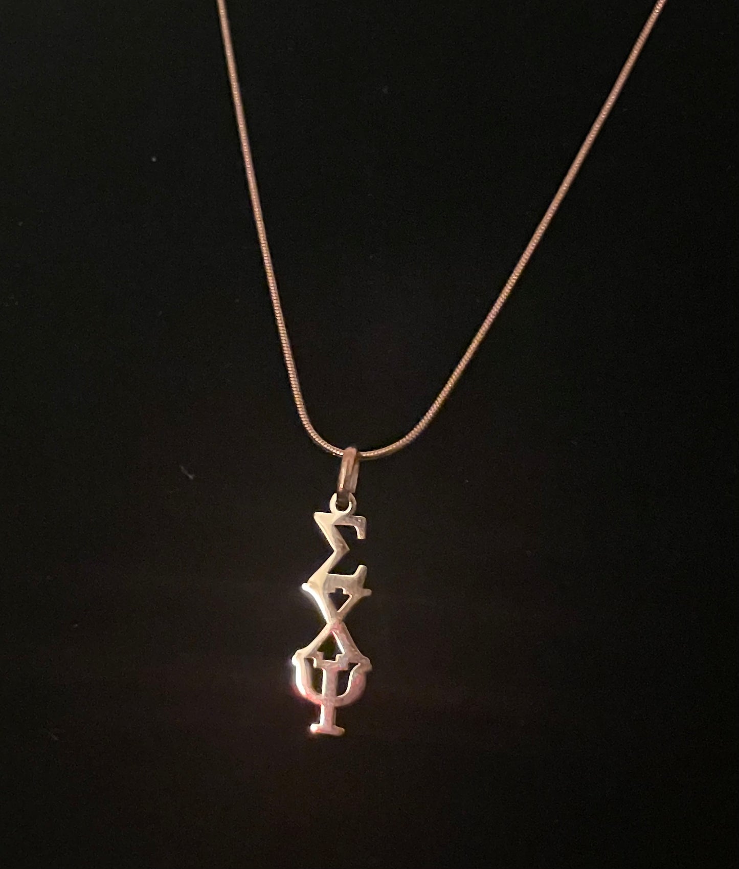 Sigma Chi Psi Chain Pendant Necklace (Rose Gold)